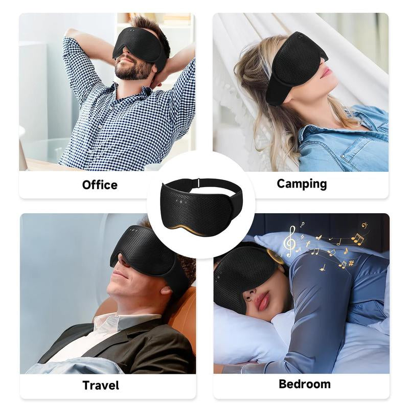 Bluetooth Headphones Sleep Mask with Removable 3D Contoured, Sleeping Headphones with Ultra-Thin Stereo Speakers for Side Sleepers, Music Eye Mask for Sleep, Perfect Tech Gifts Stereo Side Sleepers Meditation Gadgets for Men Women